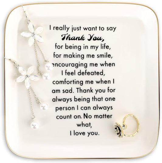 PUDDING CABIN Thank You Gift for Women Mom Teacher Coworkers Ring Dish-Thank You for Always Being That One Person I can Count On, I Love You for Mom, Appreciation Gifts for Women