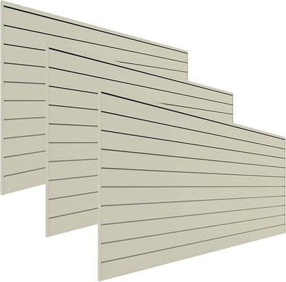 PROSLAT Garage Storage PVC Slatwall Panels -3 Packs of 8 ft. x 4 ft. Sections (30 Single Slats which Make up 96 sq.ft) (Sandstone)