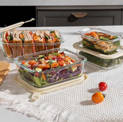 Urban Green Glass Food Storage Containers with Glass Lids, Microwave Safe Food Container Set, Aitight Meal Prep Container Set, LeakProof, 100% Plastic Free, 4 Pack