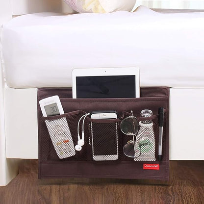 DuomiW Bedside Storage Organizer, Bedside Caddy, Table Cabinet Storage Organizer, TV Remote Control, Phones, Magazines, Tablets, Accessories (Brown)