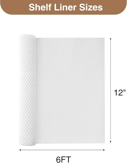 Shelf Liners, 12'' X 6ft Kitchen Drawer Mats, Non-Slip & Non-Adhesive EVA Cabinet Liner Shelf Paper for Dresser Pantry Bathroom Cabinet Lining Refrigerator Liner (Clear Dot)