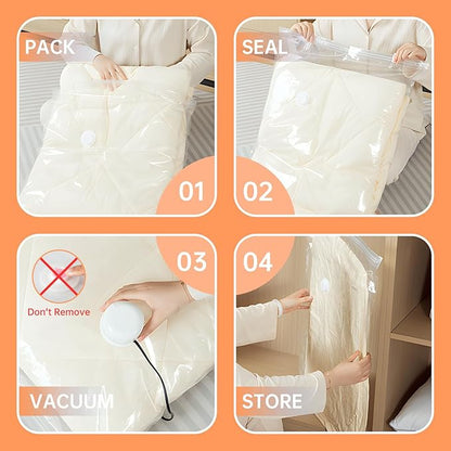 12 Pack Vacuum Storage Bags with Electric Pump, (3 Small, 3 Medium, 3 Large, 3 Jumbo) Vacuum Seal Bags for Clothing, Space Saver Bags for Travel, Luggage Compression Packing