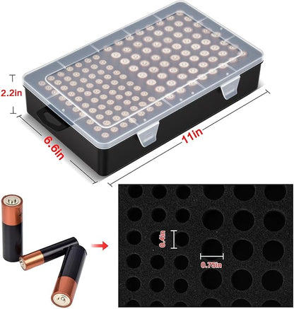 Battery Storage Organizer Case, Battery Vault Box Holder Container for 134pcs AA AAA Batteries, Garage Organization Carrying Bag Fits Home Kitchen Warehouse (Batteries Not Include) (black)
