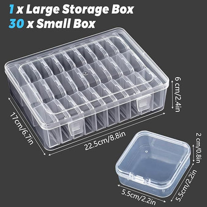 31 PCS Bead Organizer Box, Small Clear Plastic Bead Storage Cases, Rectangle Storage Containers, Suitable for Making Bracelets, DIY Jewelry Crafts, Nail Art, Small Item Organizer
