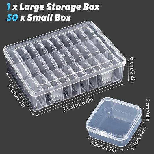 31 PCS Bead Organizer Box, Small Clear Plastic Bead Storage Cases, Rectangle Storage Containers, Suitable for Making Bracelets, DIY Jewelry Crafts, Nail Art, Small Item Organizer