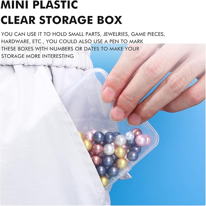 Jetec 6 Pieces Mini Plastic Clear Beads Storage Containers Box for Collecting Small Items, Beads, Jewelry, Business Cards, Game Pieces, Crafts (3.3 x 3.3 x 1.1 Inch)