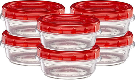 ELEGANT DISPOSABLES (8 Ounce 20 Pack) Twist cap Containers Clear Bottom With Red Top Screw on Lids Twist Top Food Storage Freezer Containers