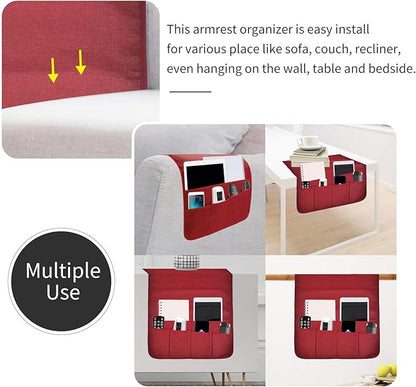 SYSOV Sofa Armrest Organizer, Remote Control Holder for Recliner Couch, Arm Chair Caddy with 6 Pockets for Magazine, Tablet, Phone, iPad