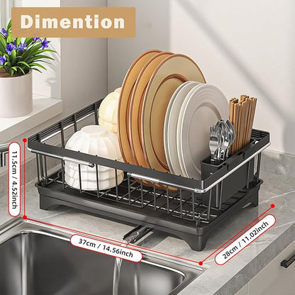 SOVGIZF Dish Drying Rack with Detachable Drainboard – Expandable Over Sink Dish Rack, Dish Dryer Rack for Inside Sink,Countertop Dish Drainer with Utensil Holder