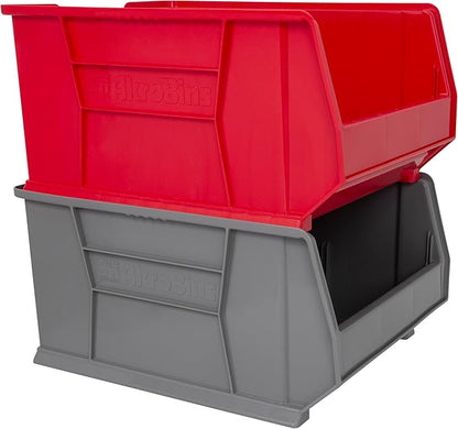 Akro-Mils 30289 Super-Size AkroBins Plastic Storage Bins, Space-Saving Stackable Bins for Garage, Classroom, Warehouse Organization, 24-Inch L x 18-Inch W x 12-Inch H, Red, 1-Pack
