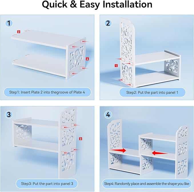 YGYQZ Desk Shelves Desktop Orgnizer Shelf-White Office Organization for Top of Adjustable Desk Organizers and Corner Bookshelf Table Top Shelving Small Hutch Decorations for Women Office