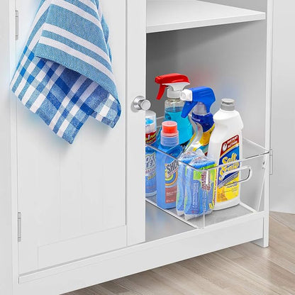 Sorbus Medium Clear Plastic Storage Bins for Shelves, Clothes, with Handle - Clear Storage Bins, Drawer, Shelf, Closet, Pantry, Fridge, Freezer Organizer Bins, Closet Organizers and Storage (8 pack)