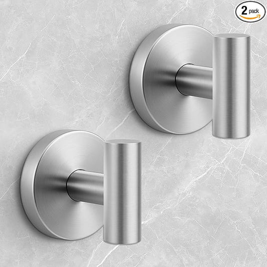 WingWider Shower Hooks for Inside Shower,No-Drill Removable&Reusable Towel Hooks for Bathroom,Heavy Duty Suction Cup Hooks for Glass Window,2 Packs(Silver)