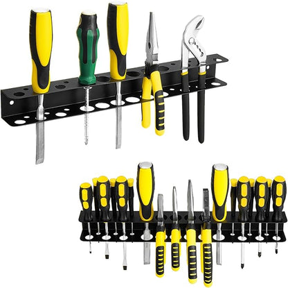 Screwdriver Organizer, Pliers Rack, Heavy Duty Wall Mounted Tool Storage Rack, Hand Tools Organizer, Metal Storage Rack for Garage Workshop Workbench Tool Chest Cart,Black Color 15.75 Inch(1 packs)