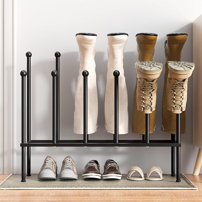 pickpiff Free Standing Shoe Racks - Black Metal Boot Rack, Shoe Organizer for Dorm Room, Closet, Entryway, Bedroom, Patio Outdoor, Hallway, Black Shoe Rack Organizer, Shoe Storage Fit for 6 Pairs