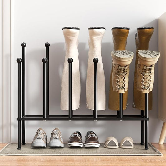 pickpiff Free Standing Shoe Racks - Black Metal Boot Rack, Shoe Organizer for Dorm Room, Closet, Entryway, Bedroom, Patio Outdoor, Hallway, Black Shoe Rack Organizer, Shoe Storage Fit for 6 Pairs