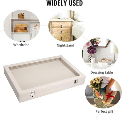 Rings Organizer Tray 100 Slot Velvet Ring Earring Storage Box TranSparent Cover Jewelry Store Ring Display Box Jewelry Display Cabinet for Girl Wife Mother