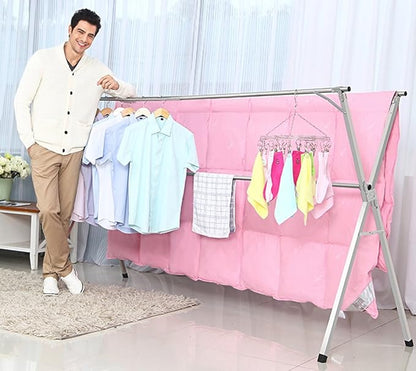 SHAREWIN Clothes Drying Rack Collapsible, Heavy Duty Laundry Dryer Racks Foldable, Space Saving for Indoor Outdoor, Hanging Garment Racks Length Adjustable, 63inch