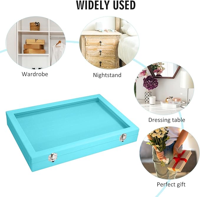 Rings Organizer Tray 100 Slot Velvet Ring Earring Storage Box TranSparent Cover Jewelry Store Ring Display Box Jewelry Display Cabinet for Girl Wife Mother