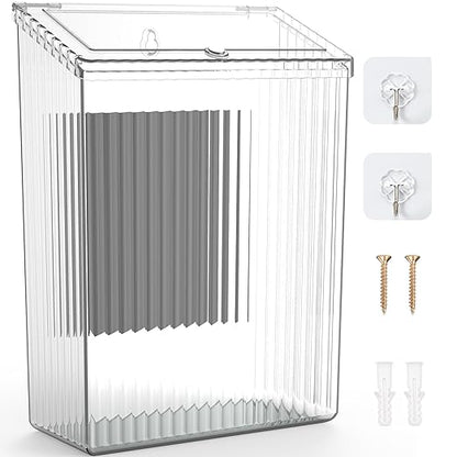 Sealegend Magnetic Slim Trash Can Wastebasket with Lid, Lint Bin, Storage Bins Perfect for Kitchen, Fridge, Cabinet, Bathroom, Laundry Room Organization, Clear