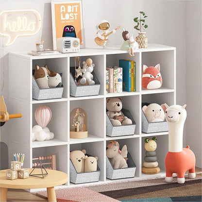Large Closet Storage Cubes - Closet Storage Bins with Dual Handles for Clothes, Towels, Toys, Shelf Organizer Bins for Bedroom, Nursery, Shelves, Small Spaces, Ant Light Gray, 6 Pack