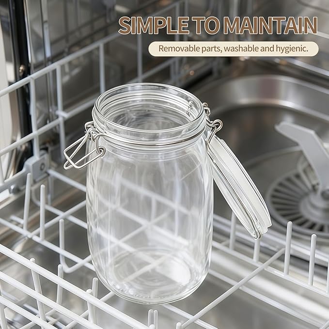 10oz Glass Food Storage Jars with Airtight Lids, Set of 8 – Clear Preserving Seal Wire Clip Fastening Canisters for Kitchen Canning, Flour, Cereal, Pasta, Sugar, Beans, Pickling Jars (10oz×8)