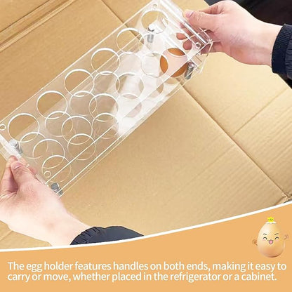 Acrylic Clear Egg Holder for Counter, Stackable Fresh Eggs Holders Organizer 24, 2-Tier Open Egg Rack Container with Handle, Easy to Clean, Storage for Chicken, Duck Eggs, Easter Egg Holder Decor