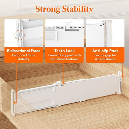 Lifewit 4" High 5 Pack Drawer Dividers, 13.8-22.5" Drawer Divider for Clothes, Adjustable Dresser Drawer Organizers, Plastic Drawers Separators for Clothes, Bedroom, Bathroom, Kitchen, Office