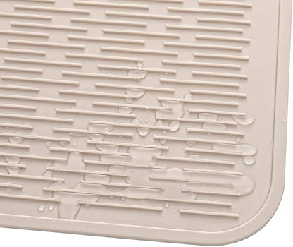Silicone Dish Drying Mat for Multiple Usage,Easy clean,Eco-friendly,Heat-resistant Silicone Mat for Kitchen Counter or Sink,Refrigerator or Drawer Liner Tapioca 4XL 32 inches x 18 inches