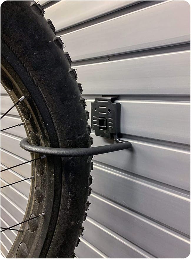 HandiWall Fat Tire Bike Hook with Locking Bracket for Bicycle Storage on Garage Slatwall Panels