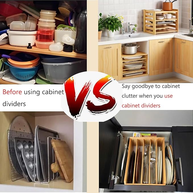 KMHGD Tray Dividers for Kitchen Cabinet, 16.7" W x14.13 H x12.4 D, Cabinet Tray Dividers, for Cookie Sheets, Baking trays, Cutting Board, Pans, Perfect for Organizing Cabinets, 5 Years Warranty