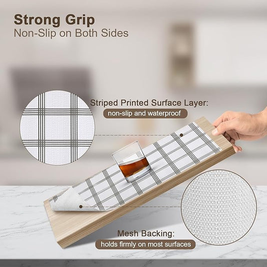 OcePor Non-Adhesive Drawer and Shelf Liner 24IN x 20FT，Non Slip Cabinet and Cupboard Liner, Kitchen Cabinet Liners for Shelves, Waterproof Drawer Shelf Liners for Cabinets/Bathroom Cupboard, Stripe