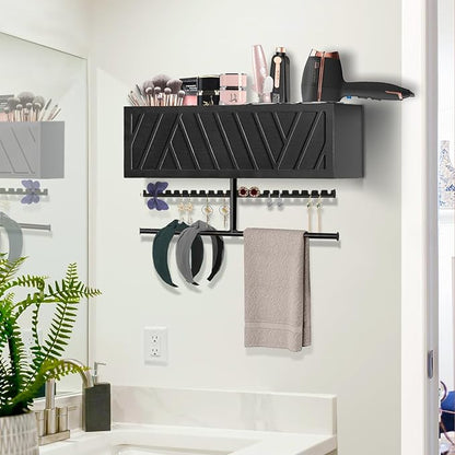 Ronjnndc Rustic Hair Dryer Holder Wall Mounted,Hair Styling Tools & Accessories Organizer,Bathroom Supplies & hot Tools vanities Organizer Caddy,for Storage Flat Iron,Blow Dryer,Curling Iron,Towel