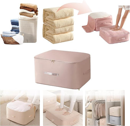 SINKZAICO Ultra Space Saving Self Compression Organizer,Packing Cubes,Waterproof And Moisture-Proof,High Capacity,For Blankets Clothes Duvet Comforter（Pink 21.2 * 16.2 * 23.6 In）