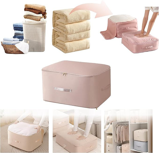 SINKZAICO Ultra Space Saving Self Compression Organizer,Packing Cubes,Waterproof And Moisture-Proof,High Capacity,For Blankets Clothes Duvet Comforter（Pink 21.2 * 16.2 * 23.6 In）