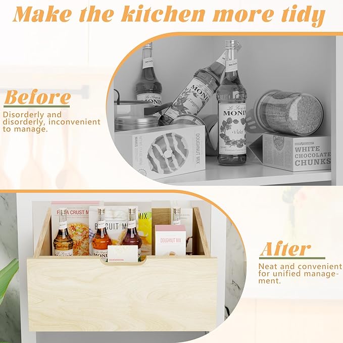 Pull Out Cabinet Organizer, Pull Out Drawers for Cabinets, Slide Out Wood Drawer, 8" High Pull Out Shelf for Kitchen Cabinet Pantry, 19½" W×21" D
