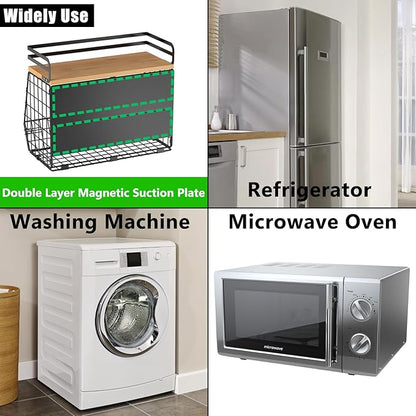 Magnetic Shelf for Fridge with Wood Lid, Fruit Potato & Onion Storage Bins, Magnetic Spice Rack for Refrigerator Pantry Organizer & Storage, Large Container for Refrigerator, Kitchen Counter & Laundry