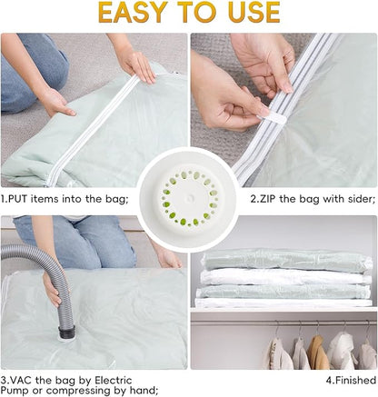 MoJoTools Large Vacuum Storage Bags with Electric Pump – 10 Pack（56×80 cm / 22×31.5 in) Space Saver Bags for Bedding, Comforters, Blankets, Clothes, Pillows, Jackets, Coats – Home Organization