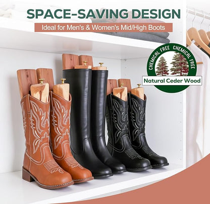 Cedar Boot Tree Shaft Shaper, Tall Boot Inserts Shape Holders,Cedar Cowboy Boots Tree for Men & Women