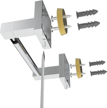 Ruacq Toilet Paper Holder Chrome Double Post Pivoting Square Tissue Holders Roll Holder Hangers Toilet Paper Stand Stainless Steel and Zinc Alloy Modern Wall Mounted