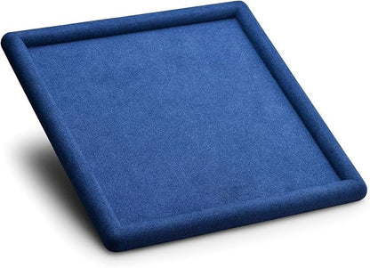 Oirlv Top Microfiber Jewelry Tray Square Nightstand Organizer Rings Earrings Necklace Trinket Storage Tray Showcase Jewelry Display (Blue)