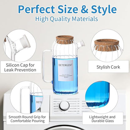 60oz Fabric Softener Dispenser,Liquid Laundry Detergent Dispenser with Lables,Laundry Detergent Container