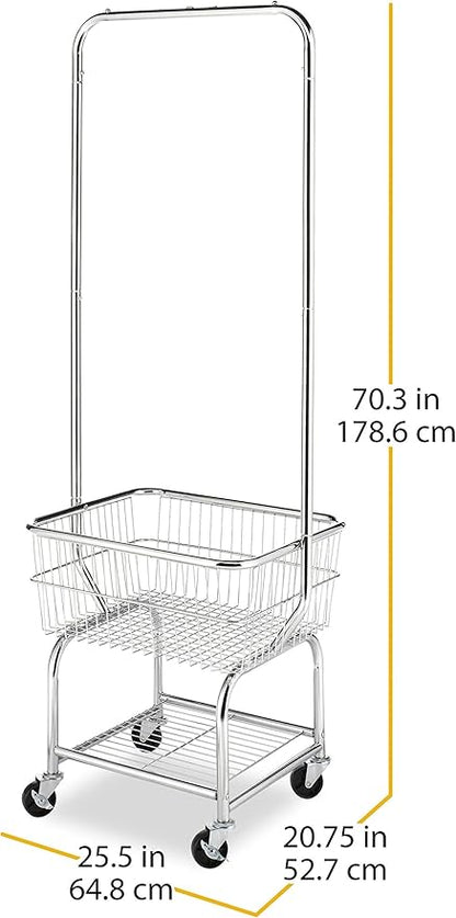 Whitmor Commercial Rolling Laundry Butler with Wire Storage Rack