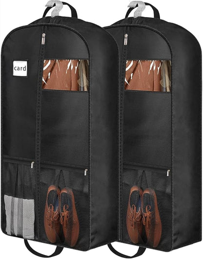 43" Heavy Duty Garment Bags for Travel 6.5" Gusseted Suit Bags for Closet Storage 2 Handles Hanging Clothes Bag with Pocket Mens Suit Cover for Shirts, Coats, Dresses, Suit Holder, 2 Pack