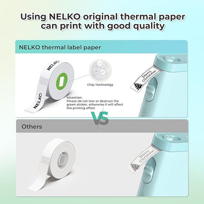 Nelko Label Maker Machine with Tape, P21 Bluetooth Label Printer, Wireless Mini Label Makers with Multiple Templates for School Office Home, Cyan