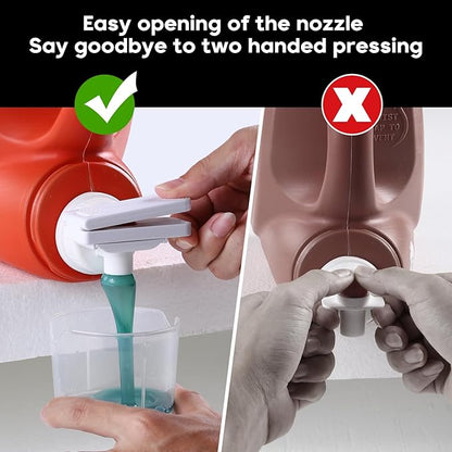 [2 Pack] Laundry Detergent dispenser Nozzle Switch Holder, Upgraded Nozzles Switch Easily，detergent and softener accessories Fits Most Economic Sized Bottles、laundry room organization