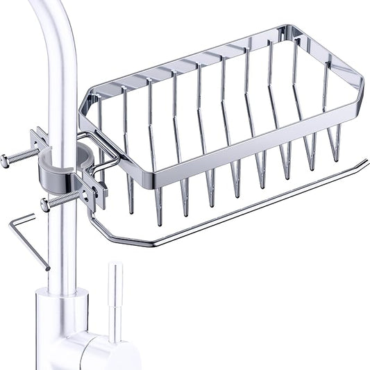 OSOVGO Sponge Holder for Kitchen Sink, Kitchen Organizer, 304 Stainless Steel Cleaning Supplies Organizer, Sink Brush Holder, Sink Organizer, Hanging Organizer (ROUND RIGHT)