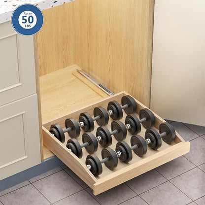 ROOMTEC Pull Out Cabinet Organizer 28-1/2" W x 21" D, Pull Out Cabinet Drawer for Kitchen cabinets with Soft Close, Pull Out Cabinet Shelf, Finished, Bottom Assembly