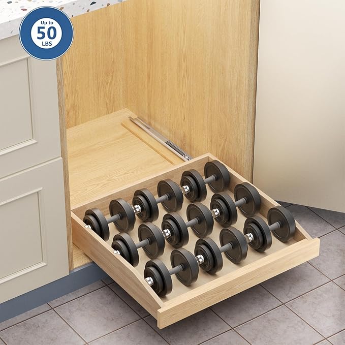 LOVMOR Single Pull Out Cabinet Organizer 28½”W x 21”D, Soft Close Slide Out Drawer Storage Shelves for Kitchen, Wood Cabinet Shelf Pull-Out Organizer Storage for Base Cabinets
