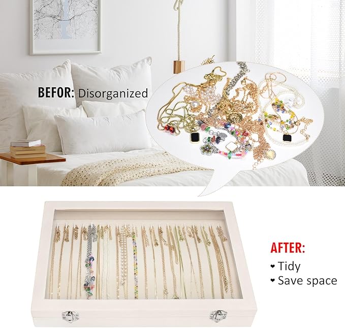 Velvet Necklace Display Jewelry Tray 20 Hook Necklace Tray Necklace Pendant Jewelry Tray for Women and Girls
